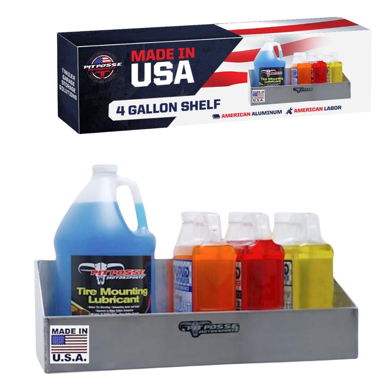 Pit Posse PP3189 3 to 4 Gallon Shelf Storage Holder Aluminum Trailer Garage Accessory Organizer | Made in The USA| 5 Year Warranty| Toy Hauler| 5th Wheel| Snowmobile - Image 1
